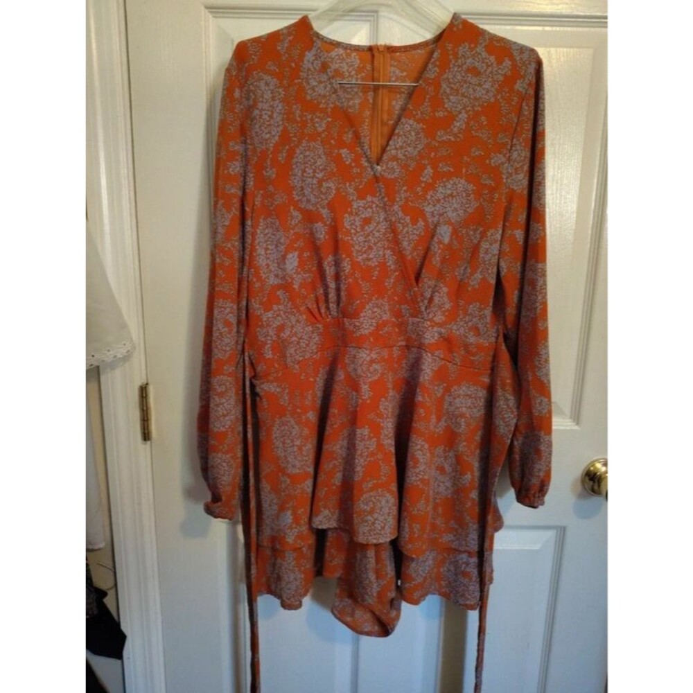 Boho style long Blouse with tie ribbon XL